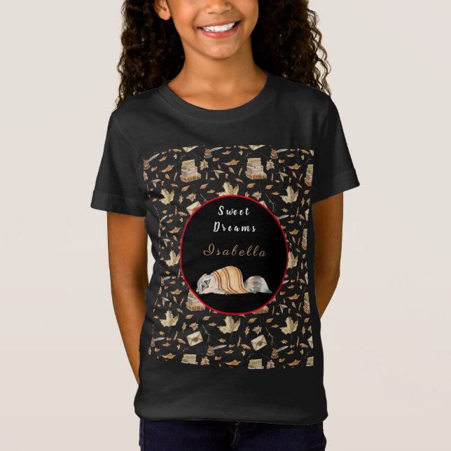 Racoon Sweet Fall Customise Text and Colour T-Shirt (Front)