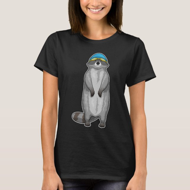 Racoon Swimming Swimming cap T-Shirt (Front)
