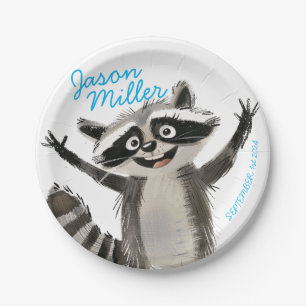Racoon themed birthday party for babY turning 1 Paper Plate