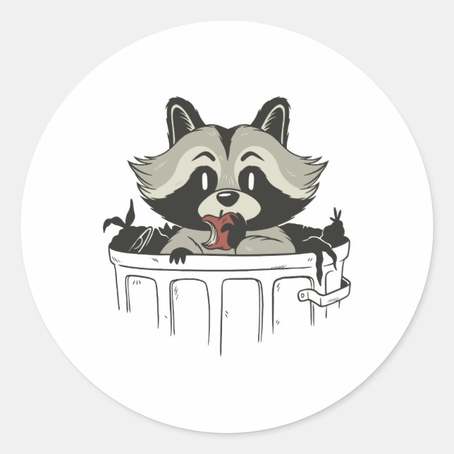 racoon trash classic round sticker (Front)