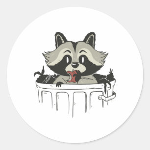 racoon trash classic round sticker