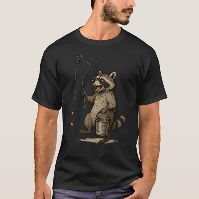 Racoon Trash Fisher T-Shirt (Front)