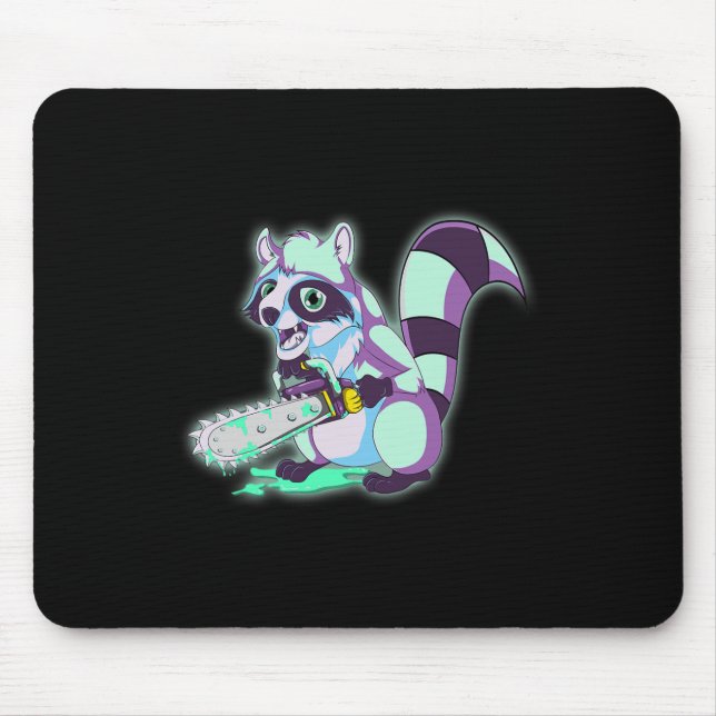 Racoon Trash Panda Scary Vaporwave 80s Animal Spo Mouse Mat (Front)