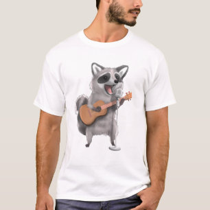 Racoon Trash Panda Singing Guitar Player Musician T-Shirt