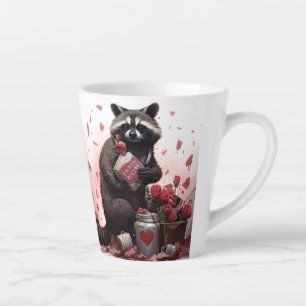 Racoon trash poetry Valentines day Latte Mug
