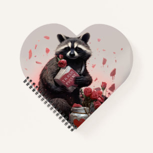 Racoon trash poetry Valentines day Notebook