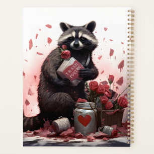 Racoon trash poetry Valentines day Planner