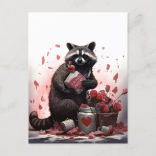 Racoon trash poetry Valentines day Postcard