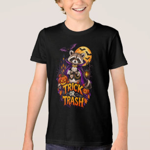 Racoon Trick or Trash Vampire Halloween Tri-Blend Shirt