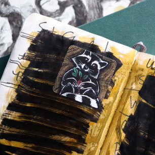 Racoon Turnip Art Square Sticker