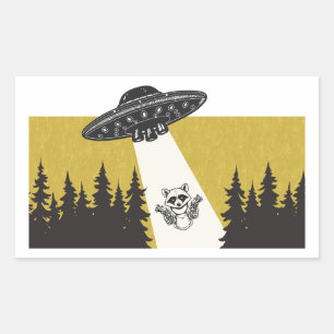 Racoon UFO Rectangular Sticker