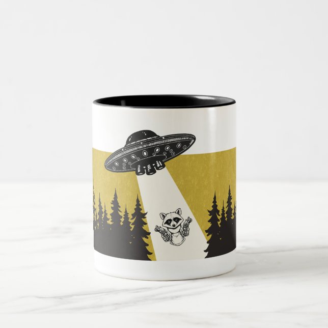 Racoon UFO Two-Tone Coffee Mug (Center)