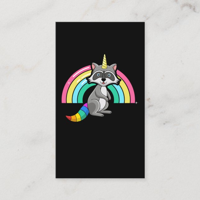 Racoon Unicorn Cute Rainbow Animal Business Card (Front)