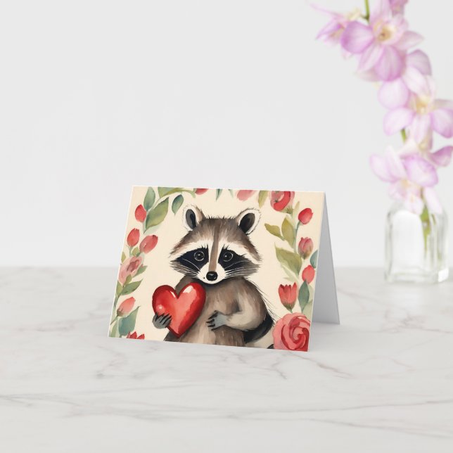 Racoon Valentine Card (Orchid)