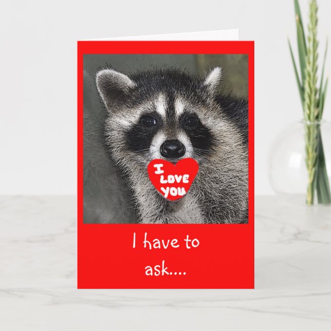 Racoon Valentines Day Card (Front)