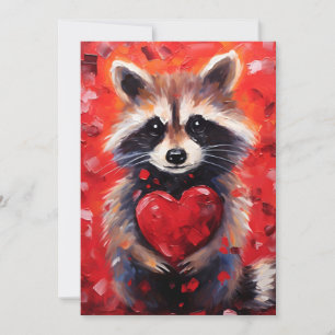 Racoon Valentines day Holiday Card