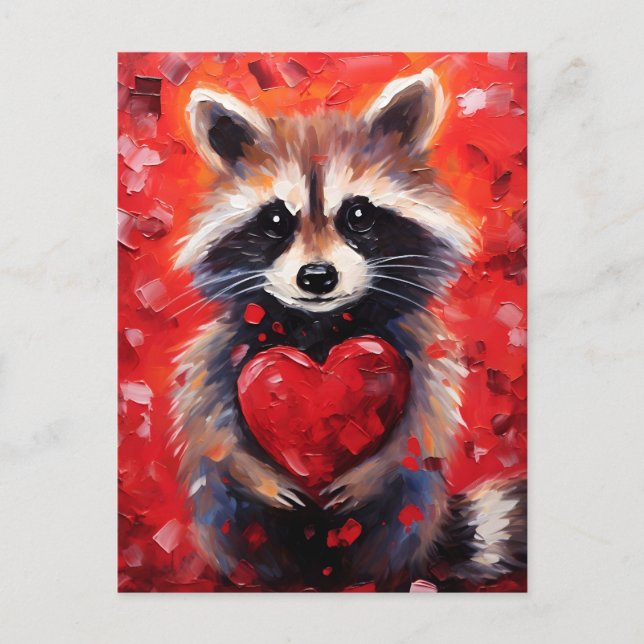 Racoon Valentines day Postcard (Front)