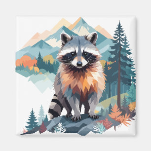 Racoon Vector Art Animal In The Majestic Nature  Magnet