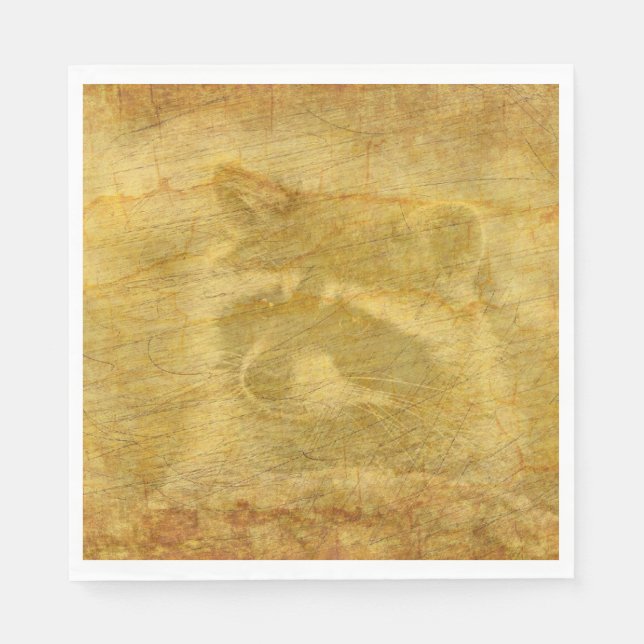 Racoon Vintage Paper Napkin (Front)