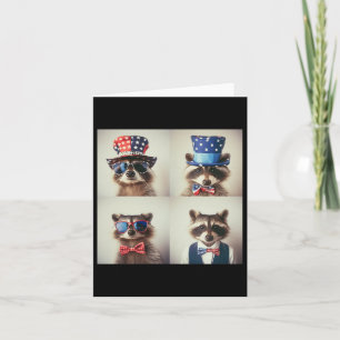 Racoon Vintage Photo Machine Style, Independence  Card
