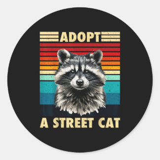 Racoon Vintage Retro Racoon For Women Men Kid Fun Classic Round Sticker
