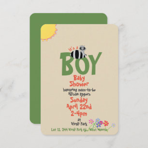 Racoon w/Squirrel Boy Baby Shower Invitations