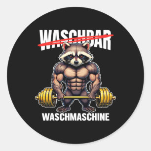 Racoon Washing Machine Bodybuilding Fitness Gym  Classic Round Sticker