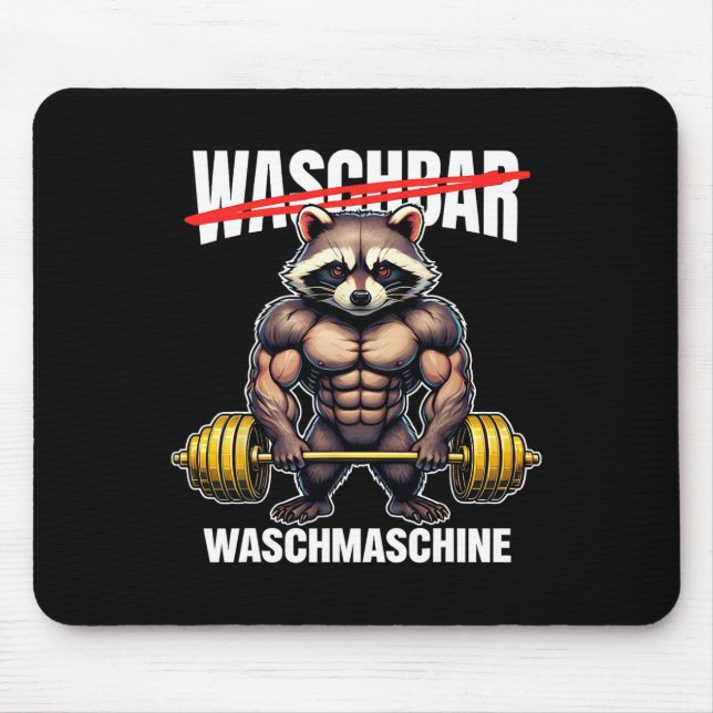 Racoon Washing Machine Bodybuilding Fitness Gym  Mouse Mat (Front)