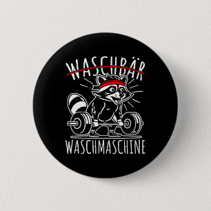 Racoon Washing Machine Racoon Fitness Bodybuildi 6 Cm Round Badge