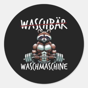 Racoon Washing Machine Racoon Fitness Bodybuildi Classic Round Sticker