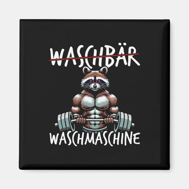 Racoon Washing Machine Racoon Fitness Bodybuildi Magnet (Front)