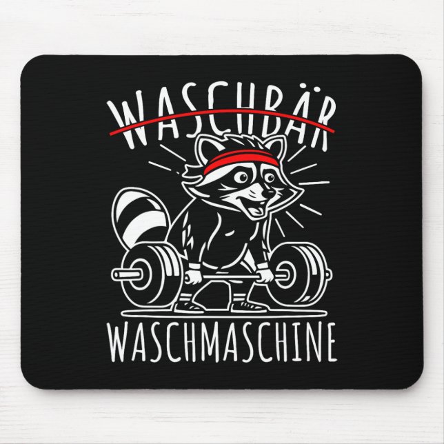 Racoon Washing Machine Racoon Fitness Bodybuildi Mouse Mat (Front)
