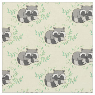 Racoon Watercolor Baby Room Decor Woodland Animal Fabric