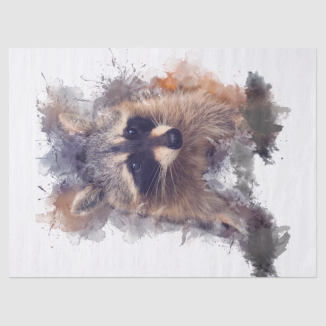 Racoon Watercolor Tissue Paper (Front)
