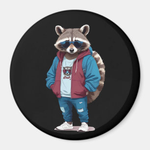 Racoon Wearing Hoodie Funny Cool Animal Character Magnet