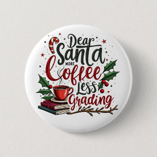 Racoon Wearing Santa Hat and Christmas 6 Cm Round Badge
