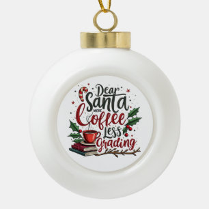 Racoon Wearing Santa Hat and Christmas Ceramic Ball Christmas Ornament