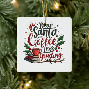 Racoon Wearing Santa Hat and Christmas Ceramic Ornament