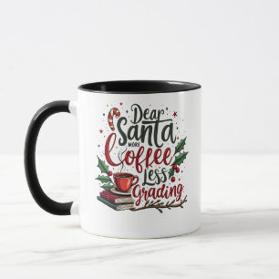 Racoon Wearing Santa Hat and Christmas Mug