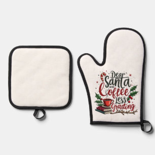 Racoon Wearing Santa Hat and Christmas Oven Mitt & Pot Holder Set