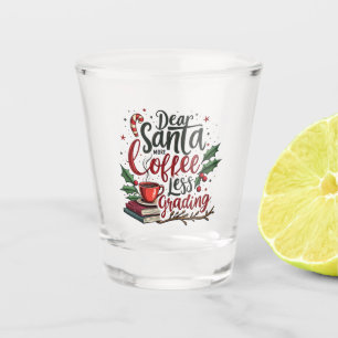 Racoon Wearing Santa Hat and Christmas Shot Glass