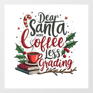 Racoon Wearing Santa Hat and Christmas Window Cling