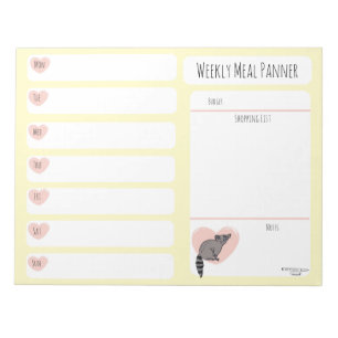 Racoon Weekly Meal planner notepad