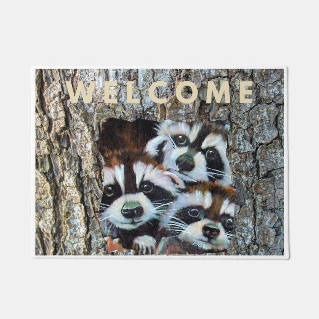 Racoon WELCOME Welcome Mat (Front)