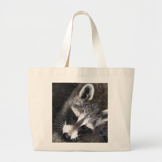 Racoon  whimsy large tote bag (Front)