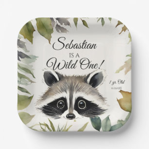 Racoon Wild One Woodland Animal Birthday Party Paper Plate
