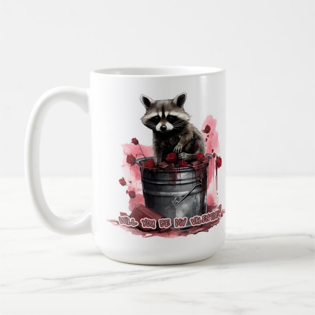 Racoon Will you be my Valentine? Coffee Mug (Left)