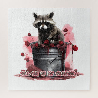 Racoon Will you be my Valentine? Jigsaw Puzzle