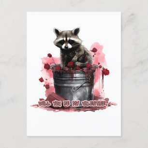 Racoon Will you be my Valentine? Postcard