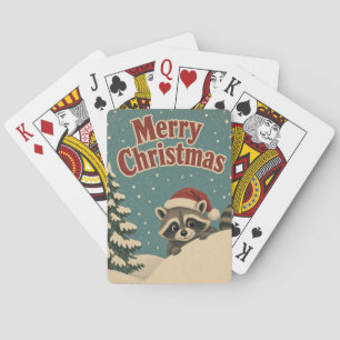 Racoon Winter Drift Animal Christmas Playing Cards